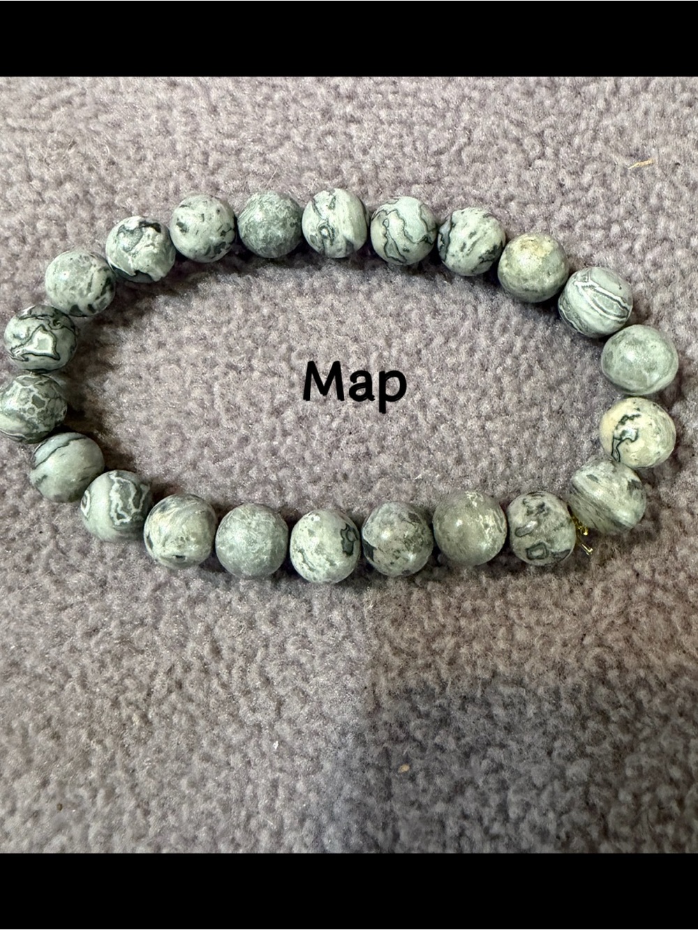 Stone Bead Stretch Bracelet - Gray “Map” Gemstones